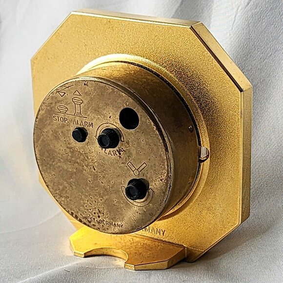 Gruen Quartz Octagon Alarm Clock 1980 3x3 Tortoise Shell West Germany Vintage - Picture 5 of 8